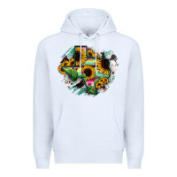 White Texas Map Sunflower Cactus Serape Premium Hoodie - RanaPortraitStore