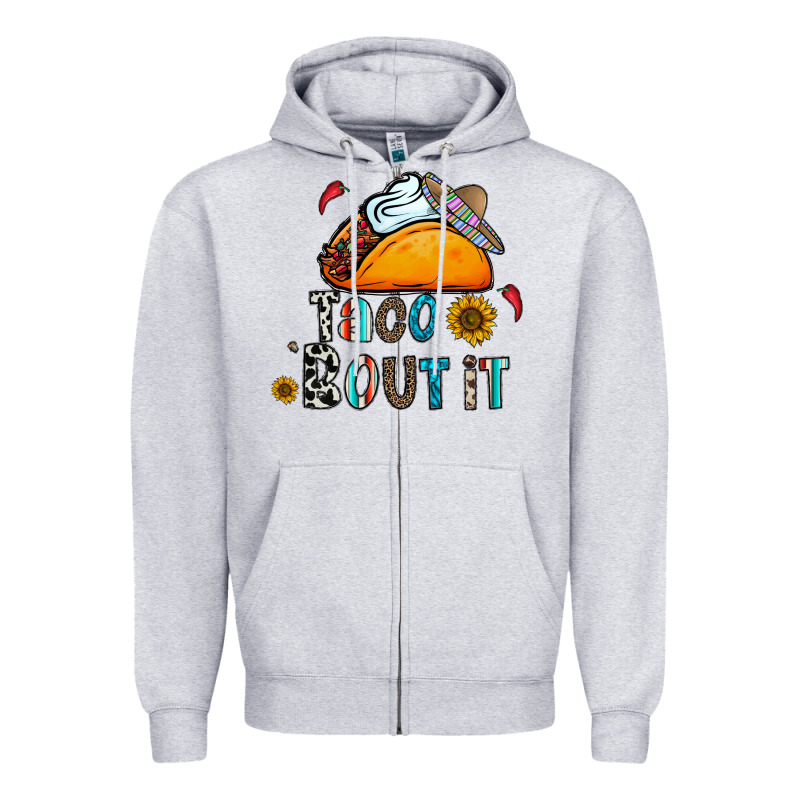 Taco Bout It Zipper Hoodie by CowhideDigitalArt | Teevron