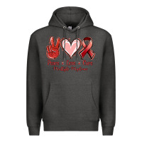 Charcoal Heather Peace love cure Multiple Myeloma Premium Hoodie - NancyCooperArtShop