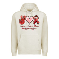Oatmeal Heather Peace love cure Multiple Myeloma Premium Hoodie - NancyCooperArtShop