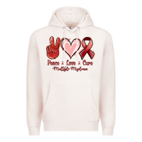 Pale Pink Peace love cure Multiple Myeloma Premium Hoodie - NancyCooperArtShop