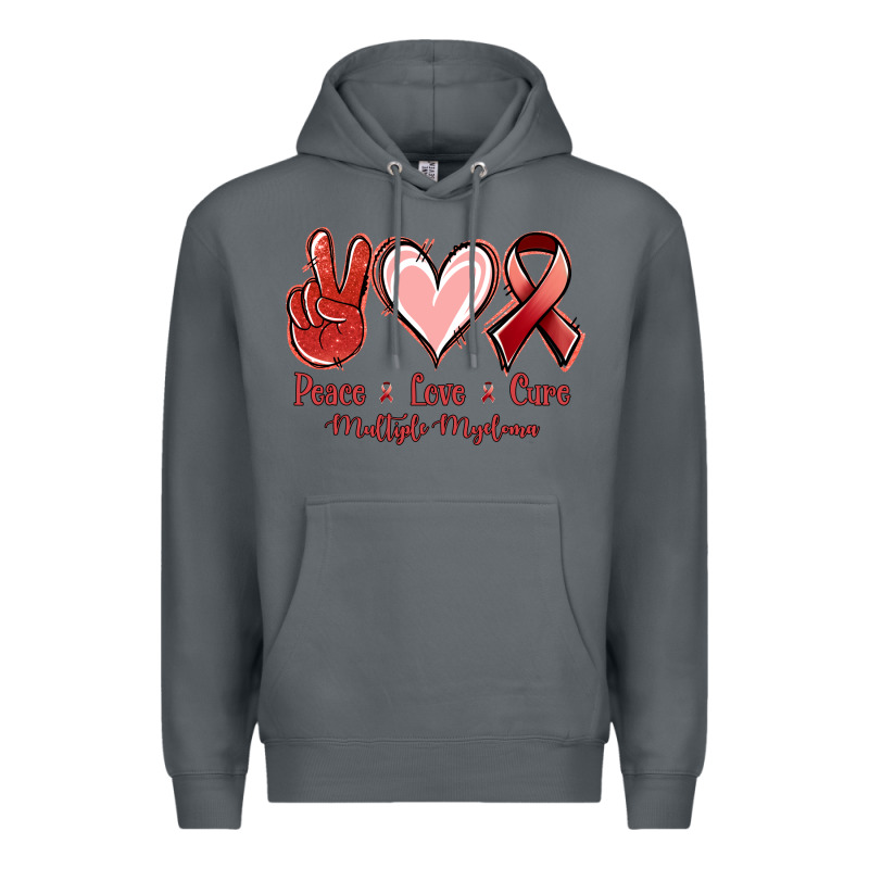 Peace Love Cure Multiple Myeloma Premium Hoodie by NancyCooperArtShop | Teevron