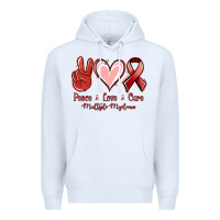 White Peace love cure Multiple Myeloma Premium Hoodie - NancyCooperArtShop