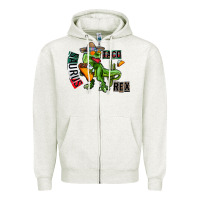 Oatmeal Heather taco saurus rex Zipper Hoodie - CowhideDigitalArt