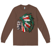 Chestnut mexican indian headdress with skull Long Sleeve Tee - RanaPortraitStore