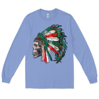 Colony Blue mexican indian headdress with skull Long Sleeve Tee - RanaPortraitStore
