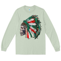 Matcha mexican indian headdress with skull Long Sleeve Tee - RanaPortraitStore