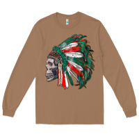 Toasted Coconut mexican indian headdress with skull Long Sleeve Tee - RanaPortraitStore