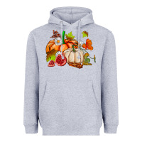 Heather Grey pumpkins daisies and fall leaf's ado Heavyweight Hoodie - AdoDesignShop