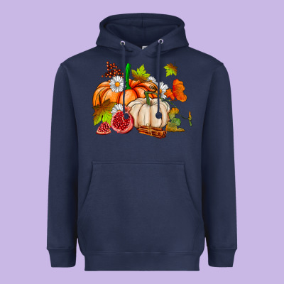 Pumpkins Daisies And Fall Leaf's Ado Heavyweight Hoodie Designed By Adodesignshop