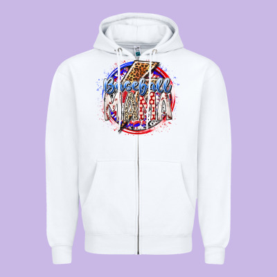 Baseball Mama Zipper Hoodie Designed By Racoondesign
