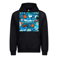 Black winter frosty coffee cups and snow seamless pattern bbs Urban Hoodie - BundleAndBundleShop