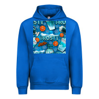 Cobalt winter frosty coffee cups and snow seamless pattern bbs Urban Hoodie - BundleAndBundleShop