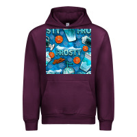 Mauve Wine winter frosty coffee cups and snow seamless pattern bbs Urban Hoodie - BundleAndBundleShop