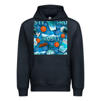 Navy winter frosty coffee cups and snow seamless pattern bbs Urban Hoodie - BundleAndBundleShop