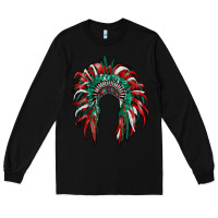 Black mexican flag indian headdress Long Sleeve Tee - RanaPortraitStore