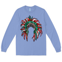 Colony Blue mexican flag indian headdress Long Sleeve Tee - RanaPortraitStore