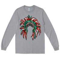 Heather Grey mexican flag indian headdress Long Sleeve Tee - RanaPortraitStore