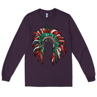 Plum mexican flag indian headdress Long Sleeve Tee - RanaPortraitStore