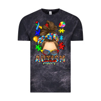 Cloud Black messy bun autism mom Vintage Tee - RanaPortraitStore