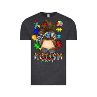 Vintage Black messy bun autism mom Vintage Tee - RanaPortraitStore
