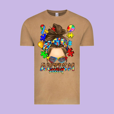 Vintage Tee messy bun autism mom