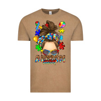 Vintage Coffee messy bun autism mom Vintage Tee - RanaPortraitStore