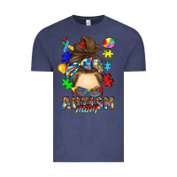 Vintage Denim messy bun autism mom Vintage Tee - RanaPortraitStore