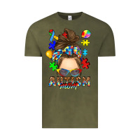 Vintage Olive messy bun autism mom Vintage Tee - RanaPortraitStore