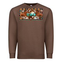 Chestnut aztec horses and wild with cowhide license plate template Premium Sweatshirt - Artiststas