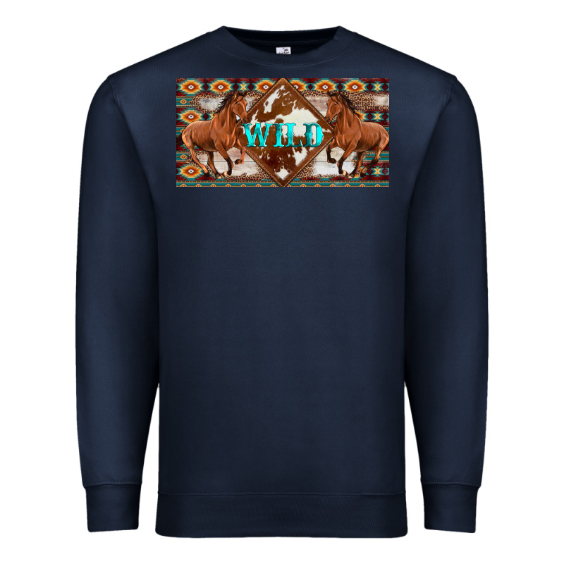 Aztec Horses And Wild With Cowhide License Plate Template Premium Sweatshirt by Artiststas | Teevron