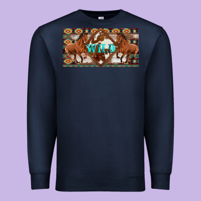 Aztec Horses And Wild With Cowhide License Plate Template Premium Sweatshirt Designed By Artiststas