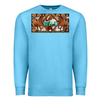 Ocean Blue aztec horses and wild with cowhide license plate template Premium Sweatshirt - Artiststas