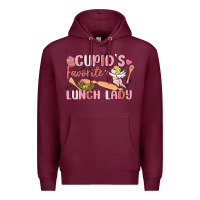 Burgundy cupid's favorite lunch lady Premium Hoodie - MaliasSmallBusiness
