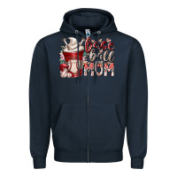 Navy baseball mom coffee Zipper Hoodie - RacoonDesign