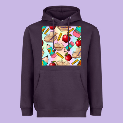 School Seamless Pattern Heavyweight Hoodie Designed By Bundleandbundleshop