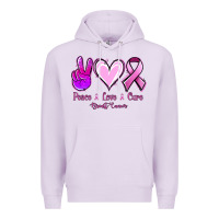 Lilac Peace love cure Breast Cancer Premium Hoodie - NancyCooperArtShop