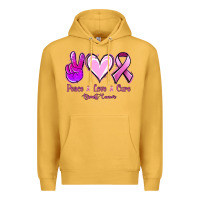 Mustard Peace love cure Breast Cancer Premium Hoodie - NancyCooperArtShop