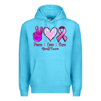 Ocean Blue Peace love cure Breast Cancer Premium Hoodie - NancyCooperArtShop