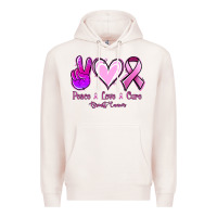 Pale Pink Peace love cure Breast Cancer Premium Hoodie - NancyCooperArtShop