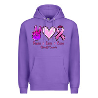 Purple Peace love cure Breast Cancer Premium Hoodie - NancyCooperArtShop