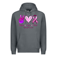 Rock Peace love cure Breast Cancer Premium Hoodie - NancyCooperArtShop