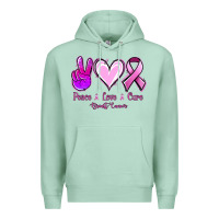 Seafoam Peace love cure Breast Cancer Premium Hoodie - NancyCooperArtShop