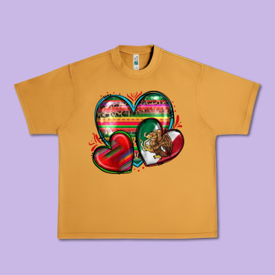 Mexican Hearts Urban Heavy Tee Designed By Zillion Design Studio