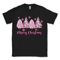 Black Merry Christmas Trees Classic Tee - FaDigitalArtStudio