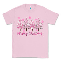 Bubblegum Pink Merry Christmas Trees Classic Tee - FaDigitalArtStudio