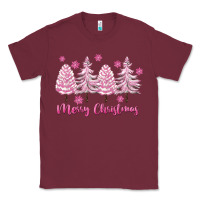 Burgundy Merry Christmas Trees Classic Tee - FaDigitalArtStudio