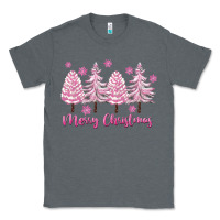 Charcoal Heather Merry Christmas Trees Classic Tee - FaDigitalArtStudio