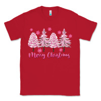Red Merry Christmas Trees Classic Tee - FaDigitalArtStudio