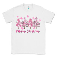 White Merry Christmas Trees Classic Tee - FaDigitalArtStudio